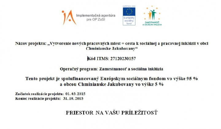 Projekty / Vytvorenie nových pracovných miest