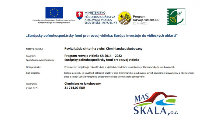 Revitalizácia cintorína v obci Chminianske Jakubovany